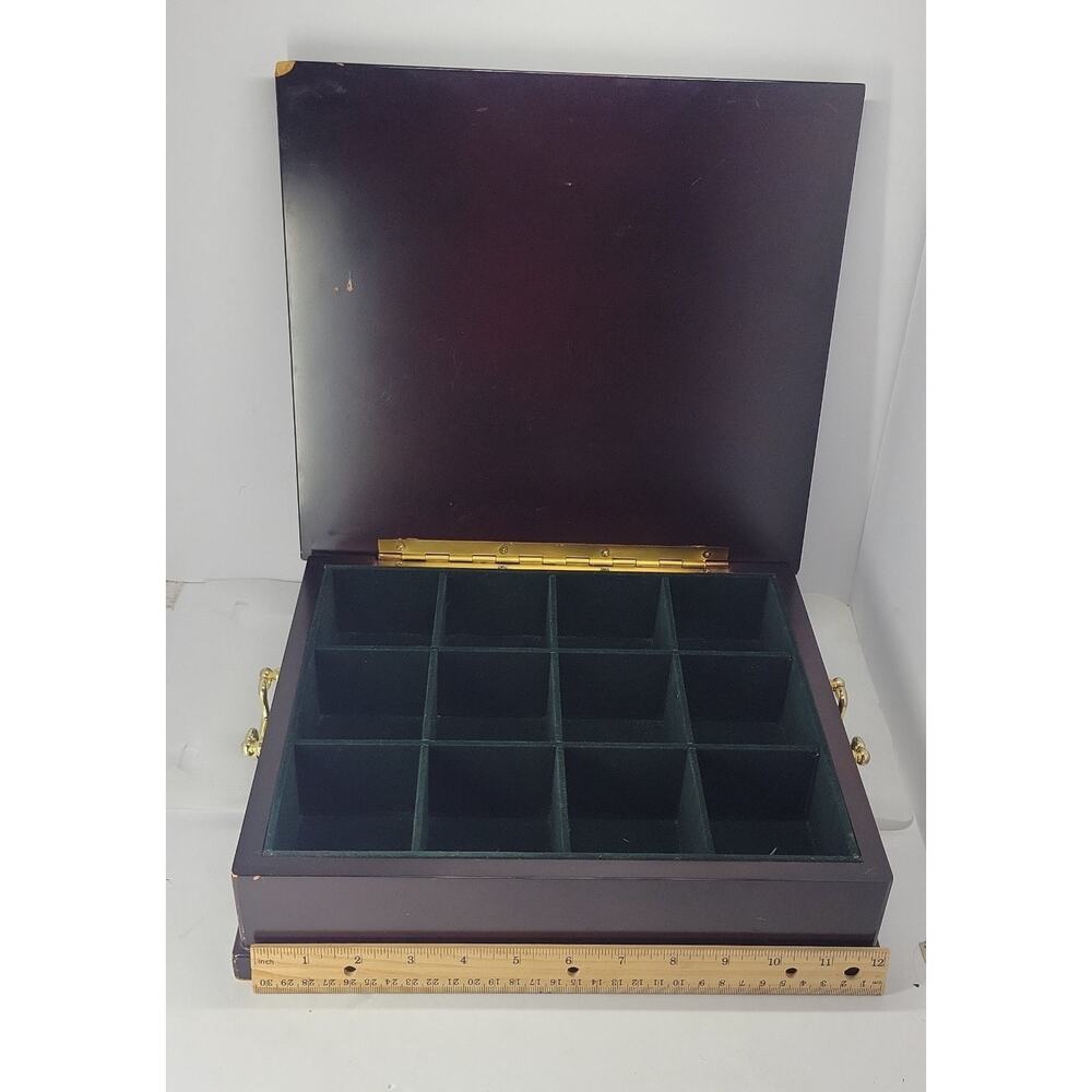 Bombay Company Wooden Tea Chest Box 12 Compartment Velvet Lined Storage 1999 - Picture 3 of 9
